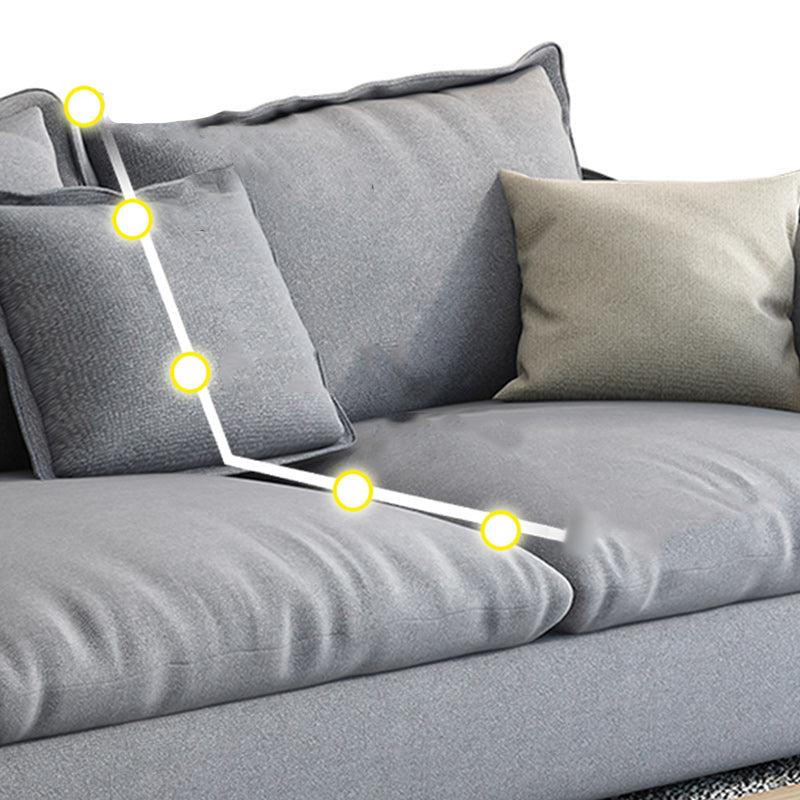 Fabric Living Room Pillow Top Arm Standard Cushions Light-grey Settee