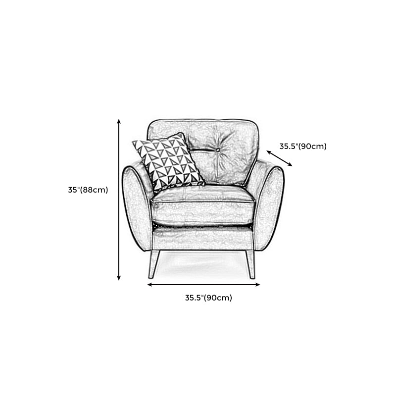 Genuine Leather Flared Arm Sofa Modern Jewel-tuft Wood Legs Sofa