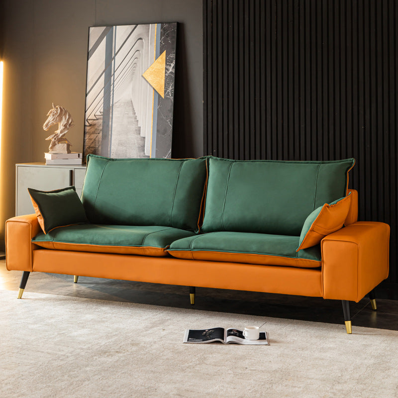 Imitated Leather Upholstered Sofa with Pillow Back Latex/sponge Padding