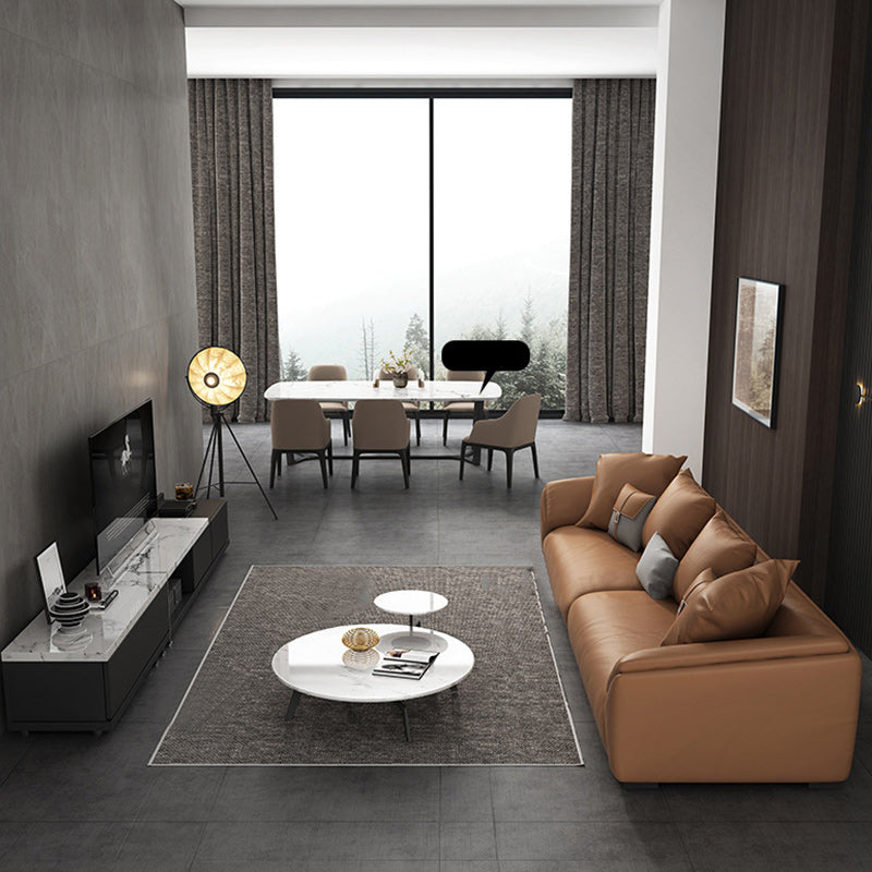 Contemporary Standard Sofa Pillow Top Arm Bench Seating with Pillows