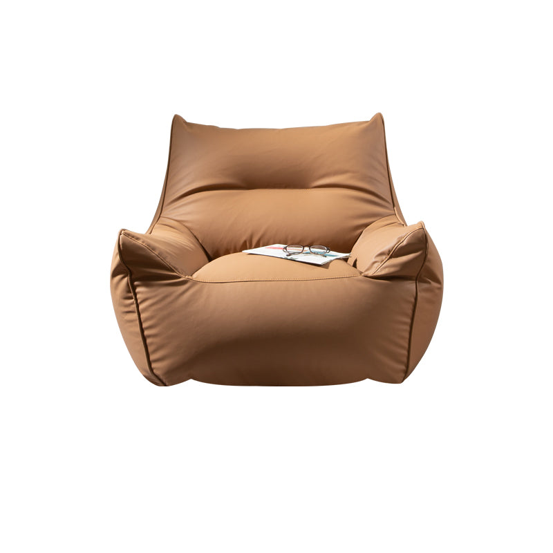 Modern Faux Leather Pillow Top Arm Sofa Sewn Pillow Back Sofa for Apartment