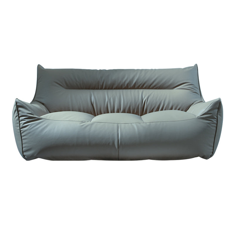 Modern Faux Leather Pillow Top Arm Sofa Sewn Pillow Back Sofa for Apartment