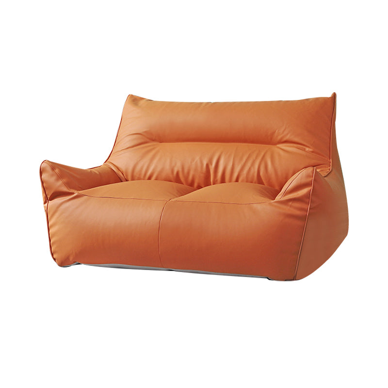 Modern Faux Leather Pillow Top Arm Sofa Sewn Pillow Back Sofa for Apartment