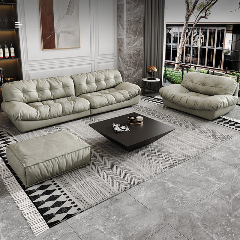 Modern Style Sofa with Pillow Back Sponge Cushion Frosted Velvet & Imitation Leather