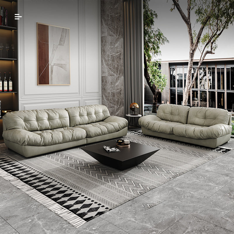 Modern Style Sofa with Pillow Back Sponge Cushion Frosted Velvet & Imitation Leather