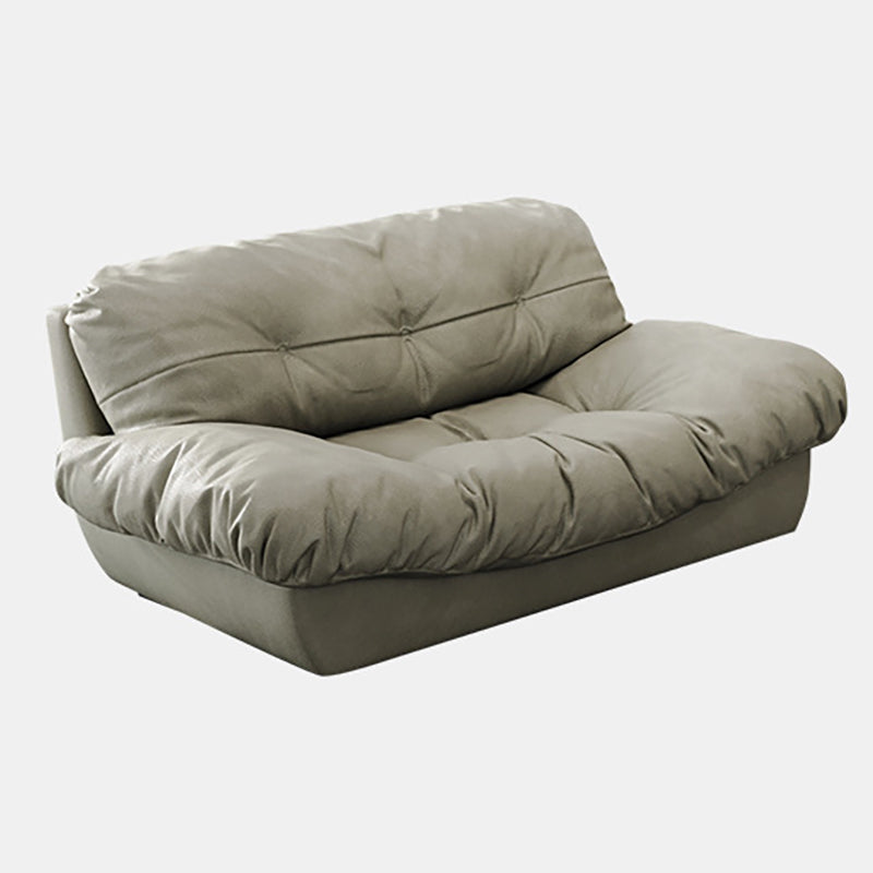 Modern Style Sofa with Pillow Back Sponge Cushion Frosted Velvet & Imitation Leather