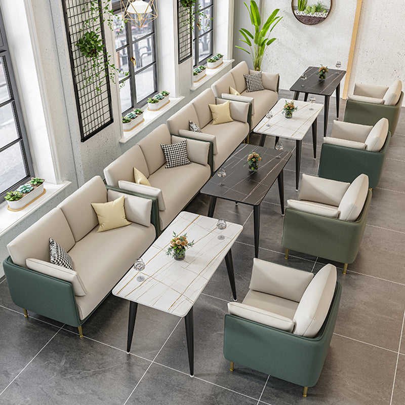Contemporary Fabric Cushions Sofa 33.46"High Pillow Top Arm Sofa for Restaurant