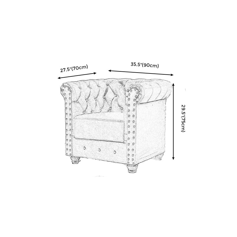 Vintage Leather Chesterfield Sofa 29.53"High Rolled Arm Sofa for Cafe