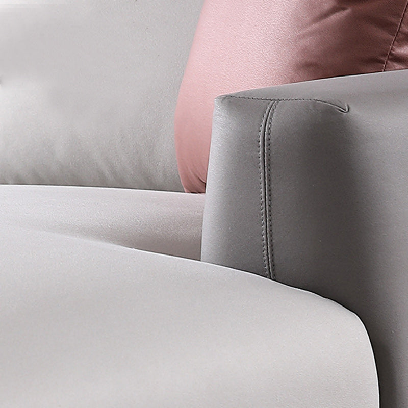 Fabric Living Room Square Arm Standard Cushions Light-grey Settee