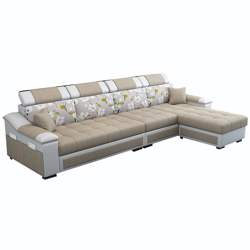 106.3"D x 57"W x 35.43"H Sloped Arm Sectionals, Modern High Back Sofa with Slipcovered