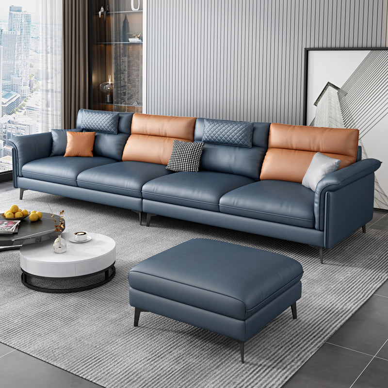 Contemporary Reversible Ottoman Sectional with Pillowed Back for Four People