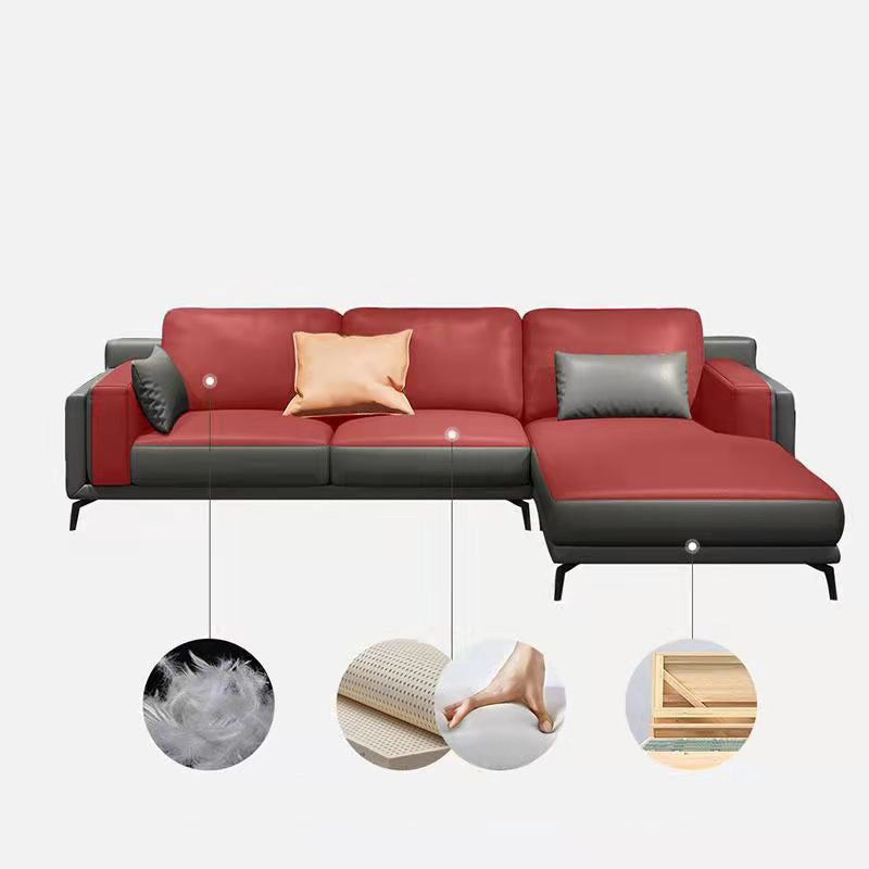 Square Arm Grey Pillowed Back Cushions Splayed Wooden Legs Sofa