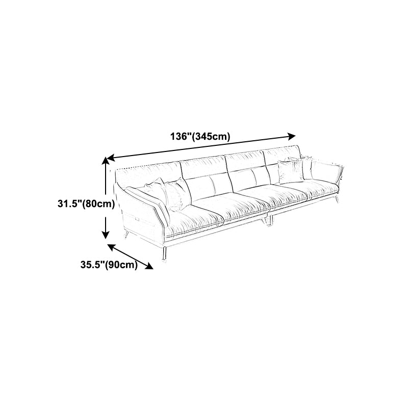 Light-grey Sewn Pillow Back Faux Leather Pillow Top Arm Sofa for Living Room