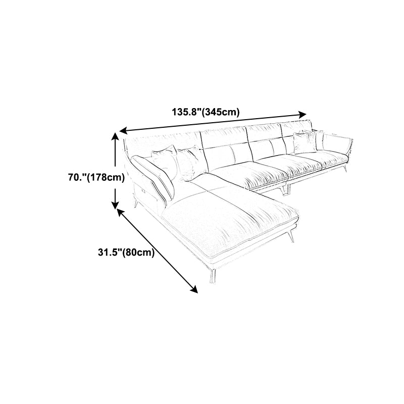 Light-grey Sewn Pillow Back Faux Leather Pillow Top Arm Sofa for Living Room