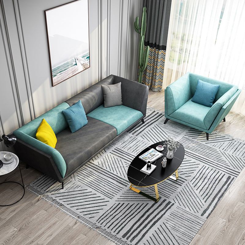 Modern Faux Leather Flared Arm Sofa and Sectional for Living Room and Bedroom