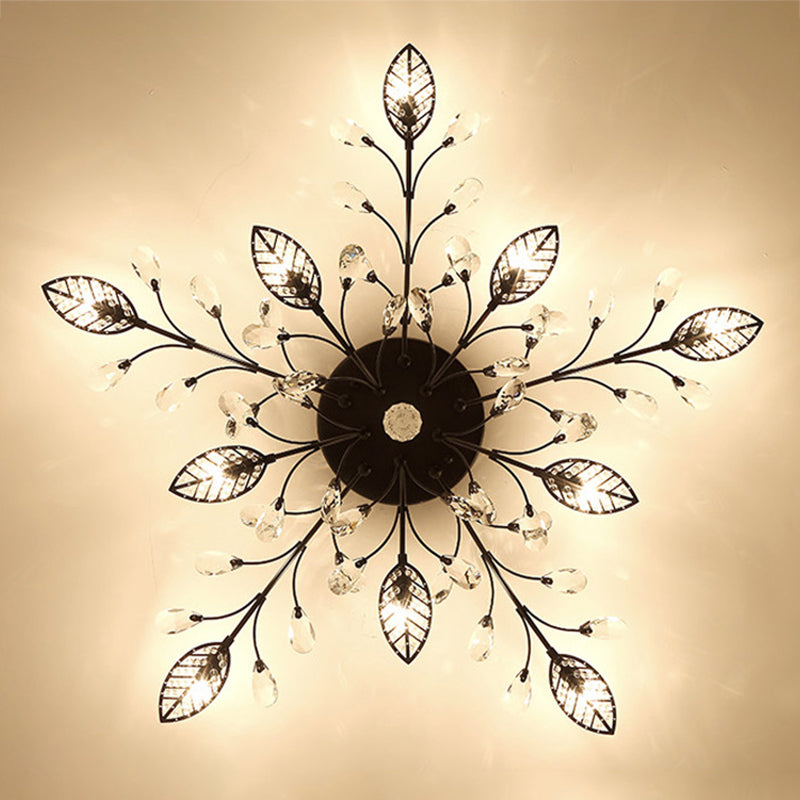 Lámpara de techo radial de múltiples luces de múltiples iluminación de techo de cristal de estilo moderno para sala de estar