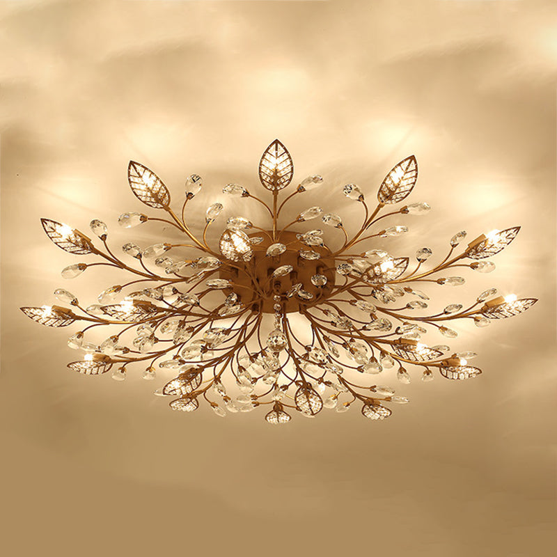 Lámpara de techo radial de múltiples luces de múltiples iluminación de techo de cristal de estilo moderno para sala de estar