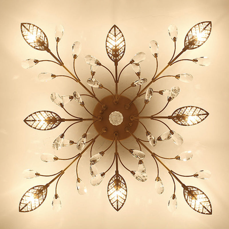 Lámpara de techo radial de múltiples luces de múltiples iluminación de techo de cristal de estilo moderno para sala de estar