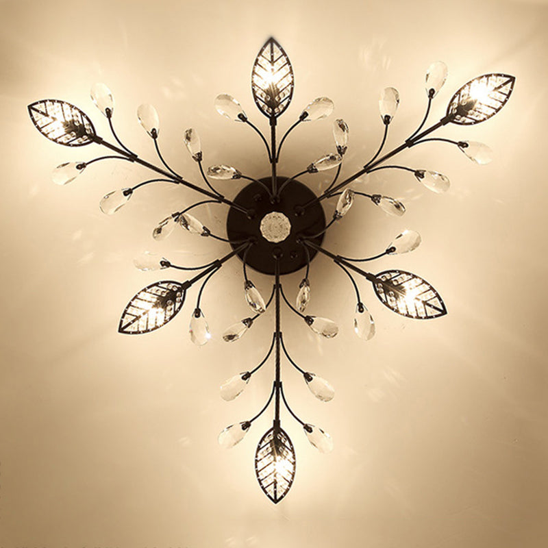 Laut de plafond radial multi-clair Éclairage de plafond en cristal de style moderne pour le salon