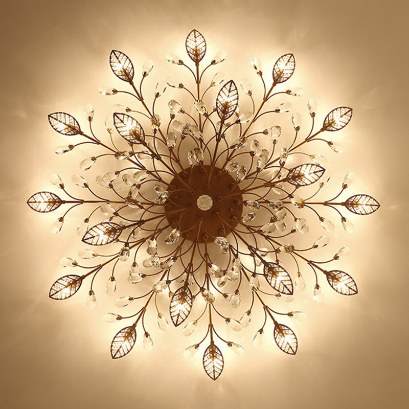 Lámpara de techo radial de múltiples luces de múltiples iluminación de techo de cristal de estilo moderno para sala de estar