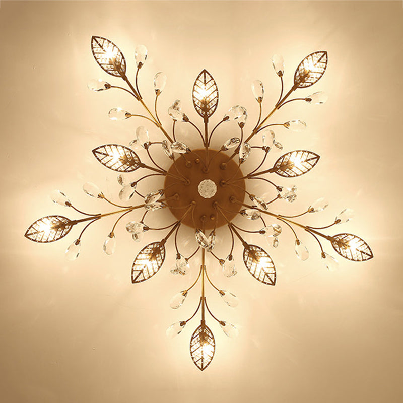 Lámpara de techo radial de múltiples luces de múltiples iluminación de techo de cristal de estilo moderno para sala de estar