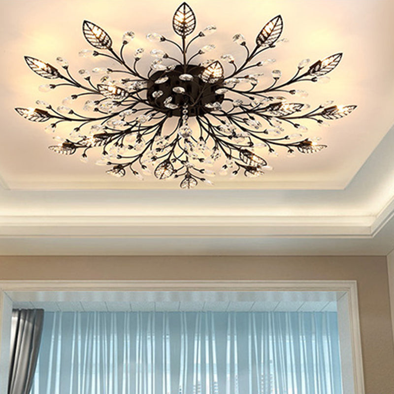 Lámpara de techo radial de múltiples luces de múltiples iluminación de techo de cristal de estilo moderno para sala de estar