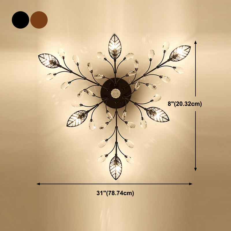 Lámpara de techo radial de múltiples luces de múltiples iluminación de techo de cristal de estilo moderno para sala de estar