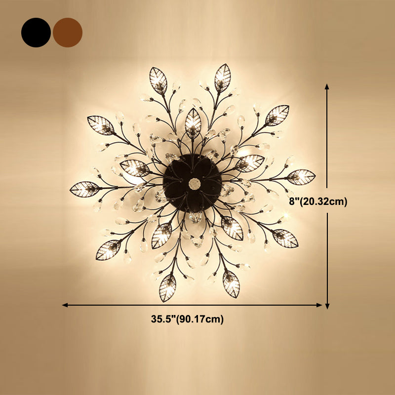 Lámpara de techo radial de múltiples luces de múltiples iluminación de techo de cristal de estilo moderno para sala de estar