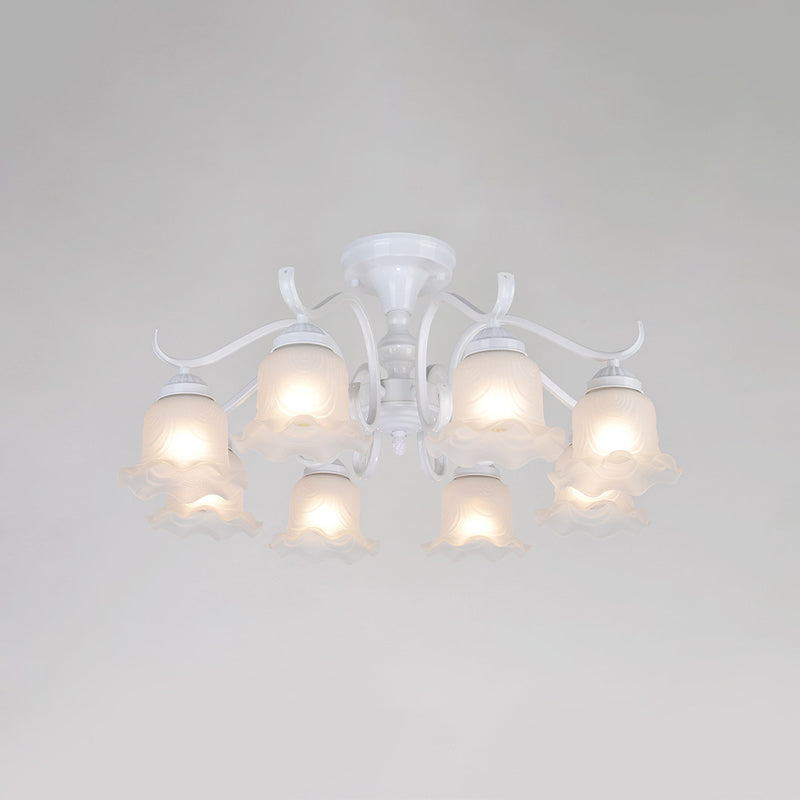 Bell blanc semi-luxueuse Mount Vintage Verage Shade plafond Plafond pour le salon