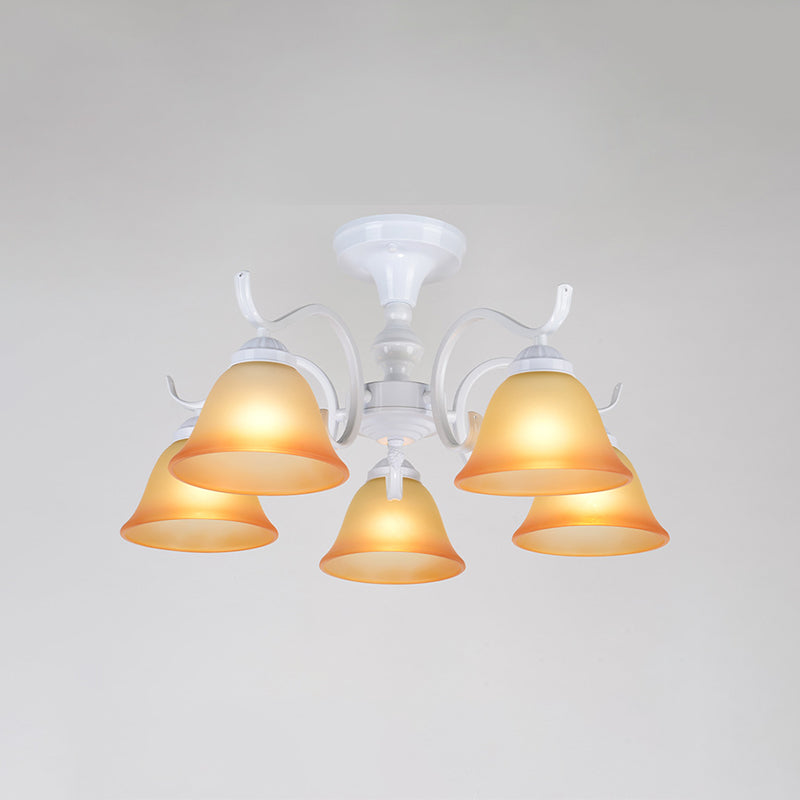 Bell blanc semi-luxueuse Mount Vintage Verage Shade plafond Plafond pour le salon