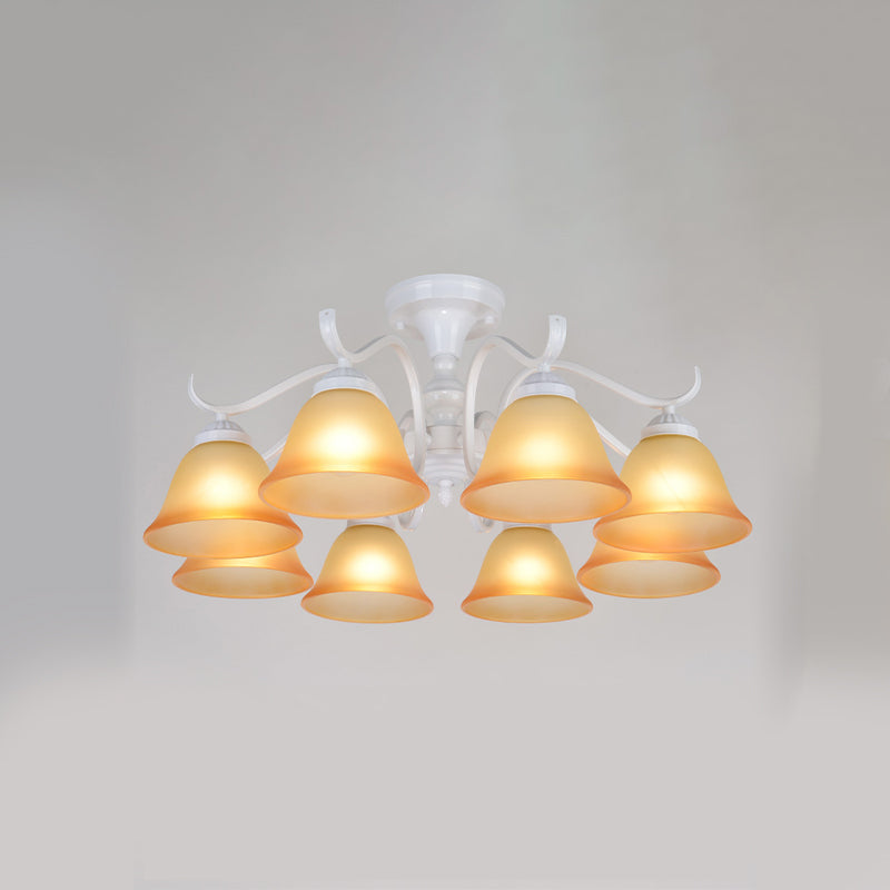 Bell blanc semi-luxueuse Mount Vintage Verage Shade plafond Plafond pour le salon