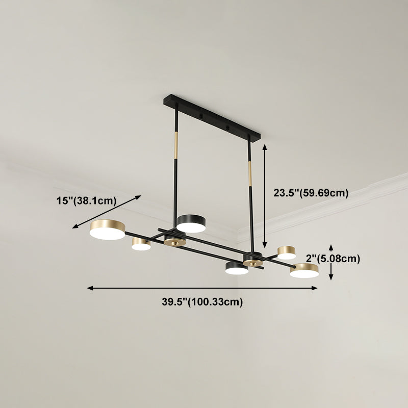 Postmodern LED Island Lamp Round Shape Metal Suspension Light for Dining Room