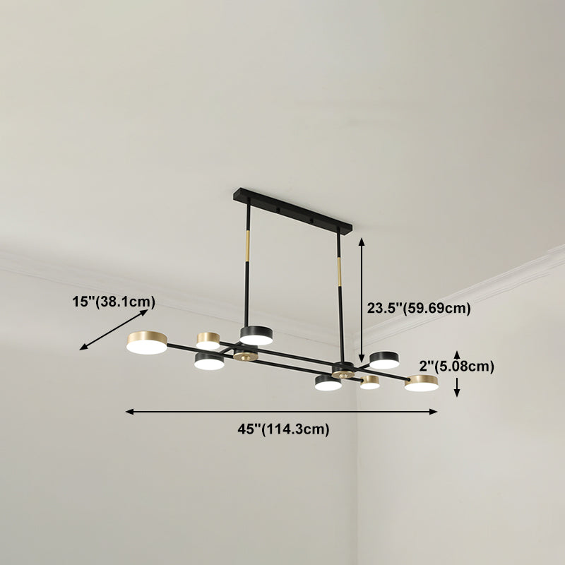 Postmodern LED Island Lamp Round Shape Metal Suspension Light for Dining Room