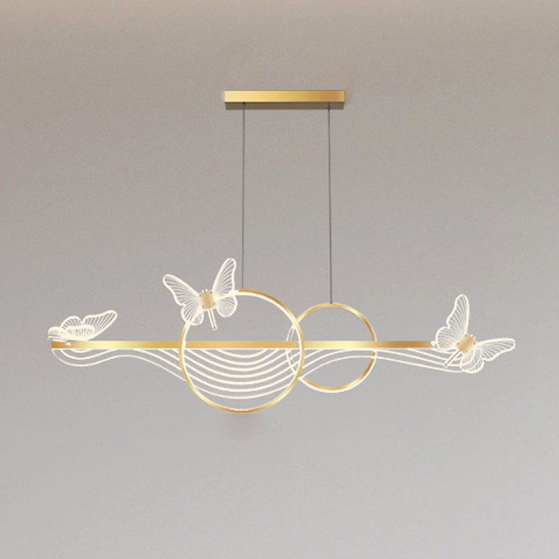 Postmoderne LED -Island -Lampen -Acryl -Schmetterlingsaufhängung Licht für Esszimmer