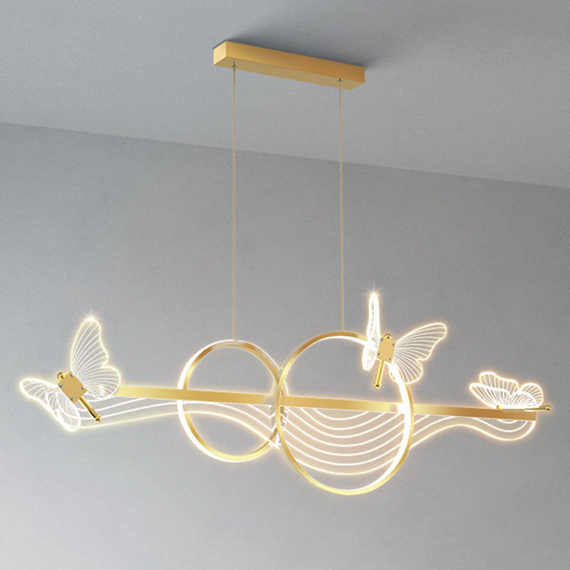 Postmoderne LED -Island -Lampen -Acryl -Schmetterlingsaufhängung Licht für Esszimmer