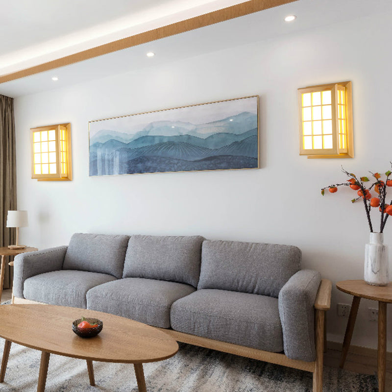 Wooden Wall Mount Light Geometry Shape Modern LED Wall Sconce Light for Living Room