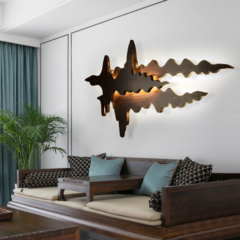 Modern Style Wall Mount Light 1-Light LED Wall Sconce Light with Wooden Shade for Bedroom