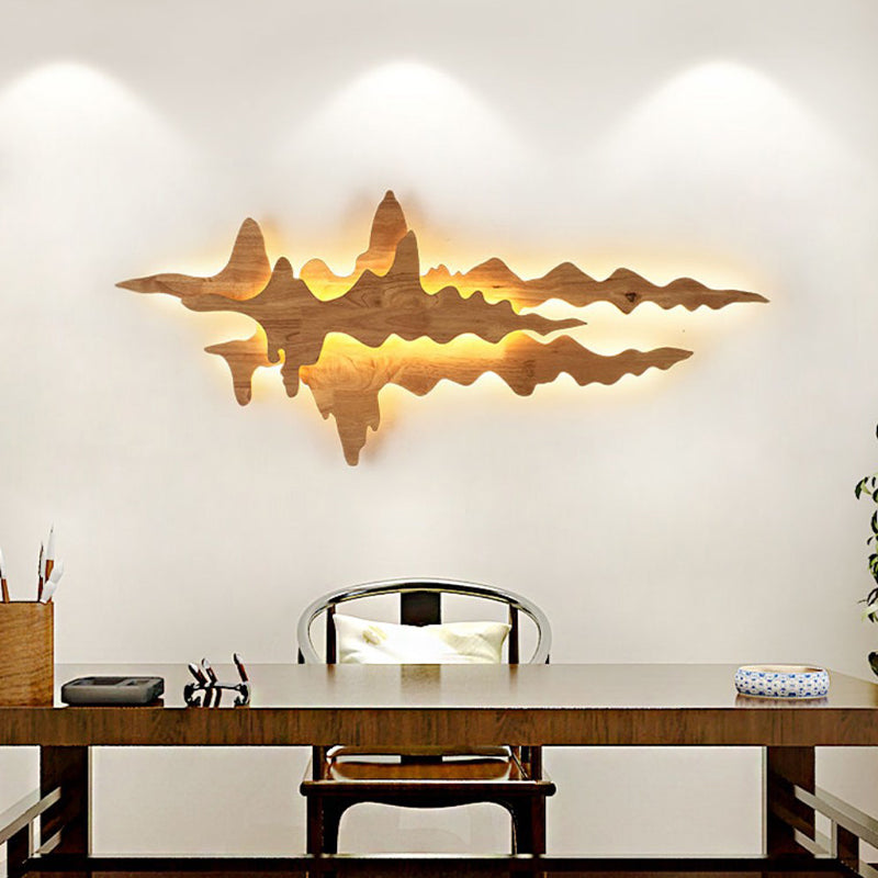 Modern Style Wall Mount Light 1-Light LED Wall Sconce Light with Wooden Shade for Bedroom