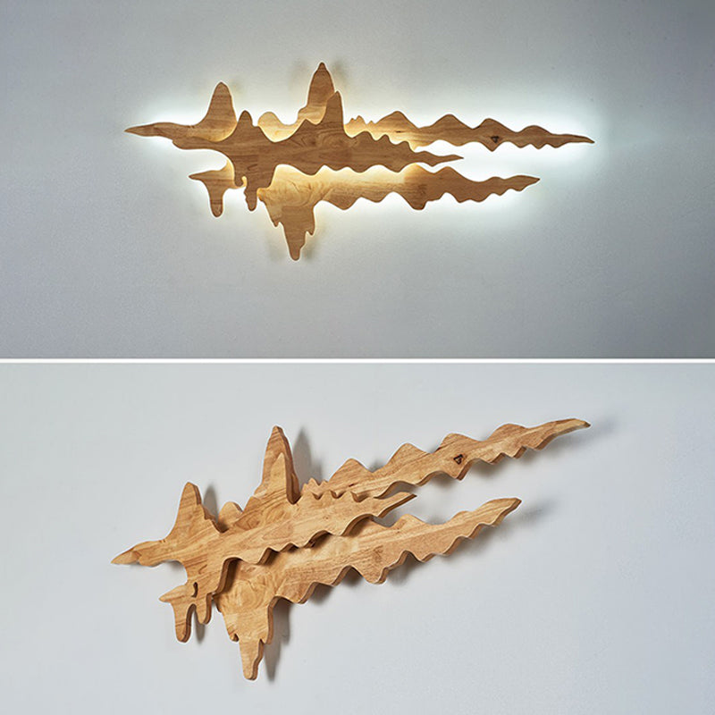 Modern Style Wall Mount Light 1-Light LED Wall Sconce Light with Wooden Shade for Bedroom