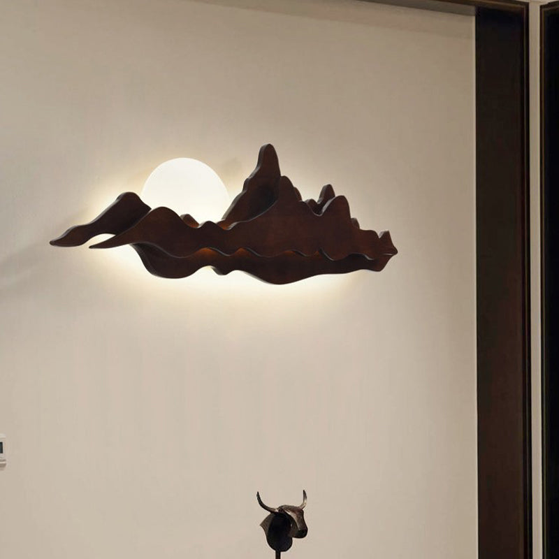 Modern Style Wall Mount Light 1-Light LED Wall Sconce Light with Wooden Shade for Bedroom