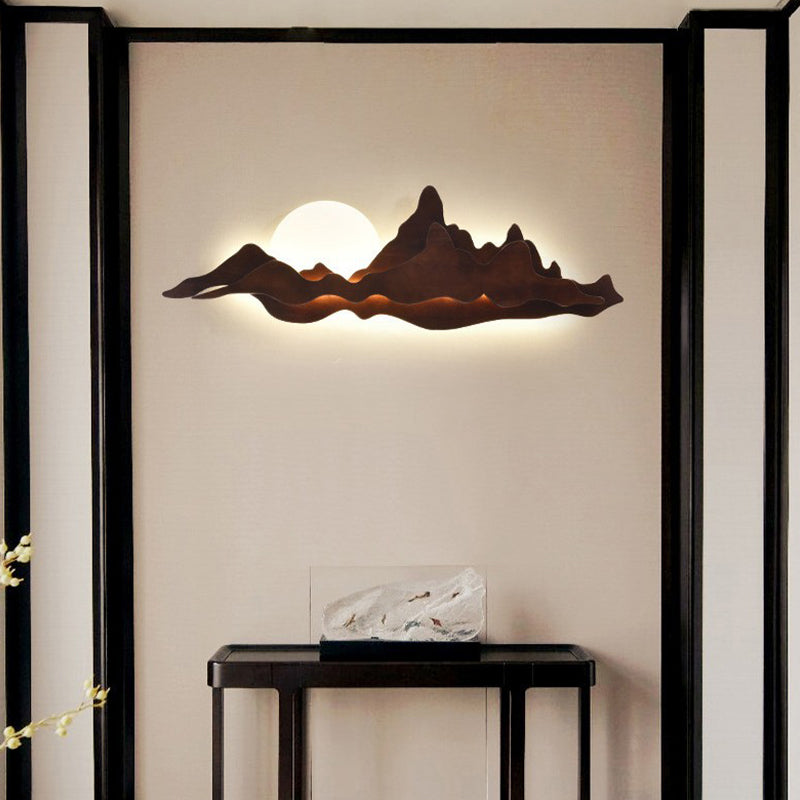 Modern Style Wall Mount Light 1-Light LED Wall Sconce Light with Wooden Shade for Bedroom