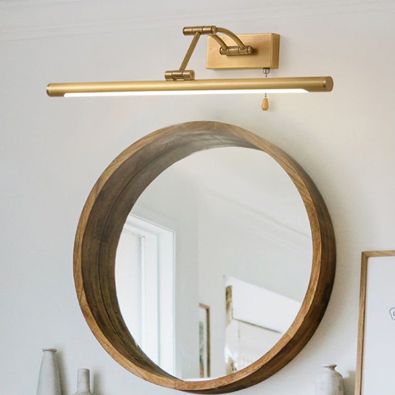 Luz de tocador de latón americano LED de espejo ajustable de LED recto para el baño