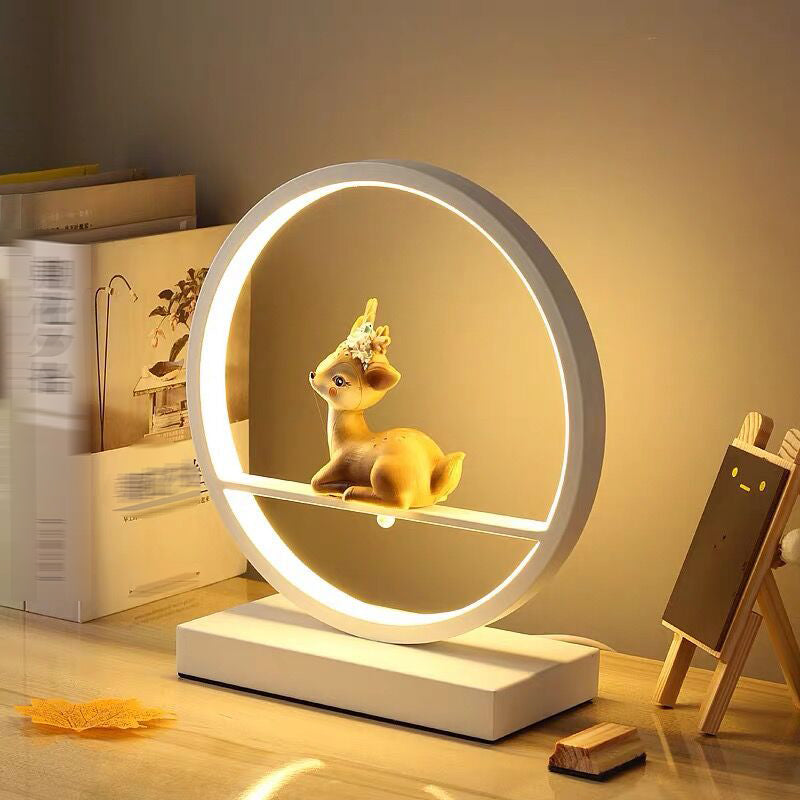 Lámpara de mesa de 1 círculo de 1 luz lámparas de mesita de noche contemporánea para dormitorio