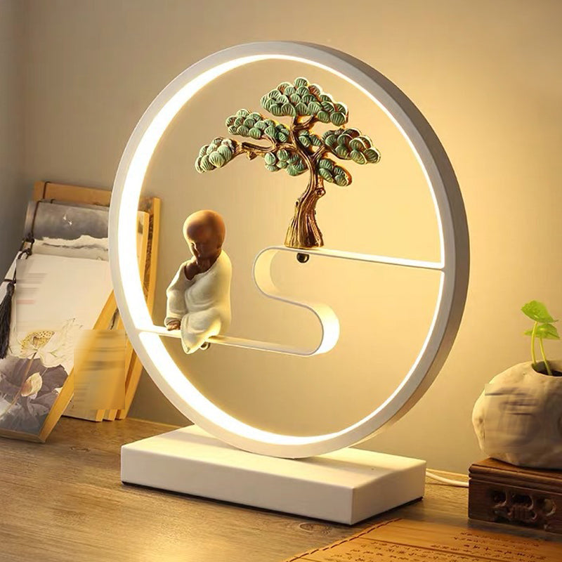 Lámpara de mesa de 1 círculo de 1 luz lámparas de mesita de noche contemporánea para dormitorio