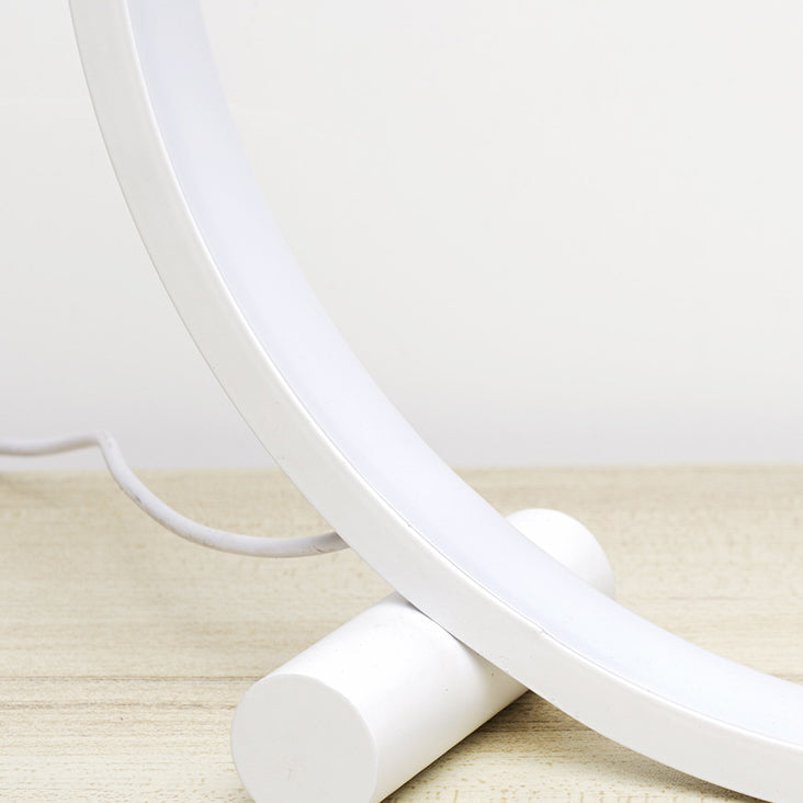 1-Light Circular Table Lamp Contemporary Metal Nightstand Lamps for Bedroom