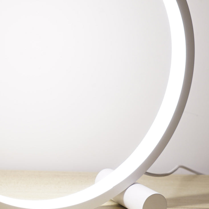 1-Light Circular Table Lamp Contemporary Metal Nightstand Lamps for Bedroom