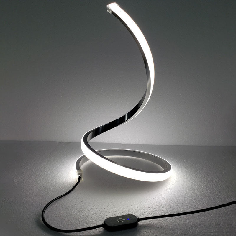1-Light Curved Table Lamp Contemporary Metal Nightstand Lamps for Bedroom