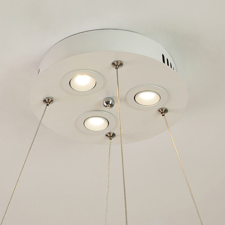 Modern Circular Chandelier Lights Feather Chandelier Light Fixture in White
