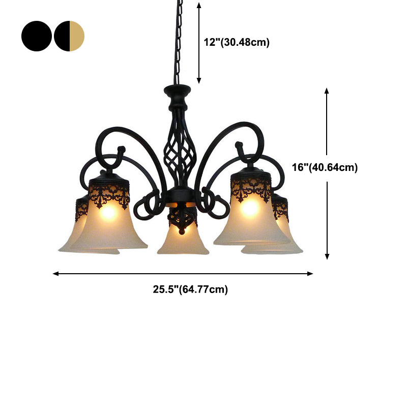 Industrial Bell Chandelier Lights Glass Chandelier Pendant Light for Living Room