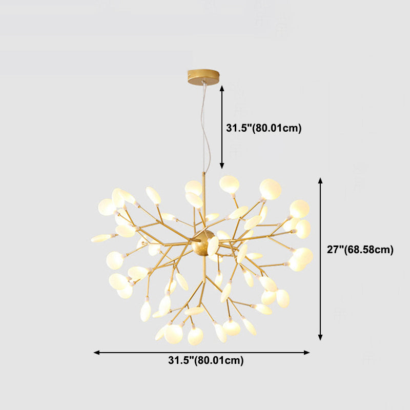 Multi Light Firefly Hanging Chandelier Modern Style Metal Hanging Lamp with Acrylic Shade
